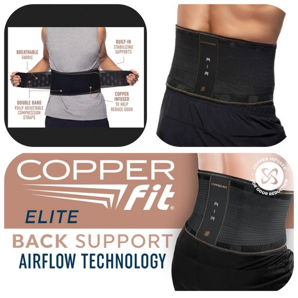 NEW Copper Fit Elite Air Back Brace Support Breathable, 30-50 Inches Waist